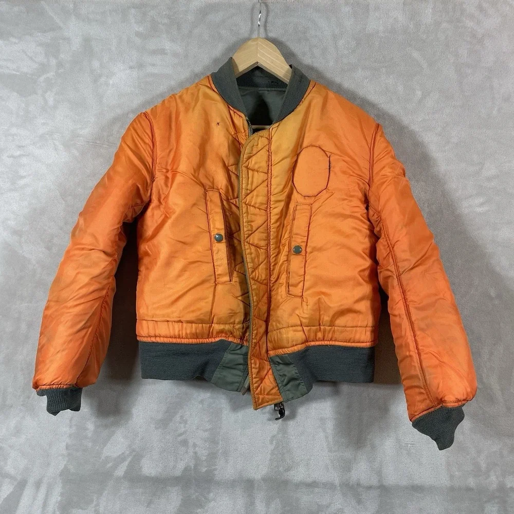 VTG 60s USAF MA-1 Reversible Bomber Jacket Mens Small 1964 Patches *READ*